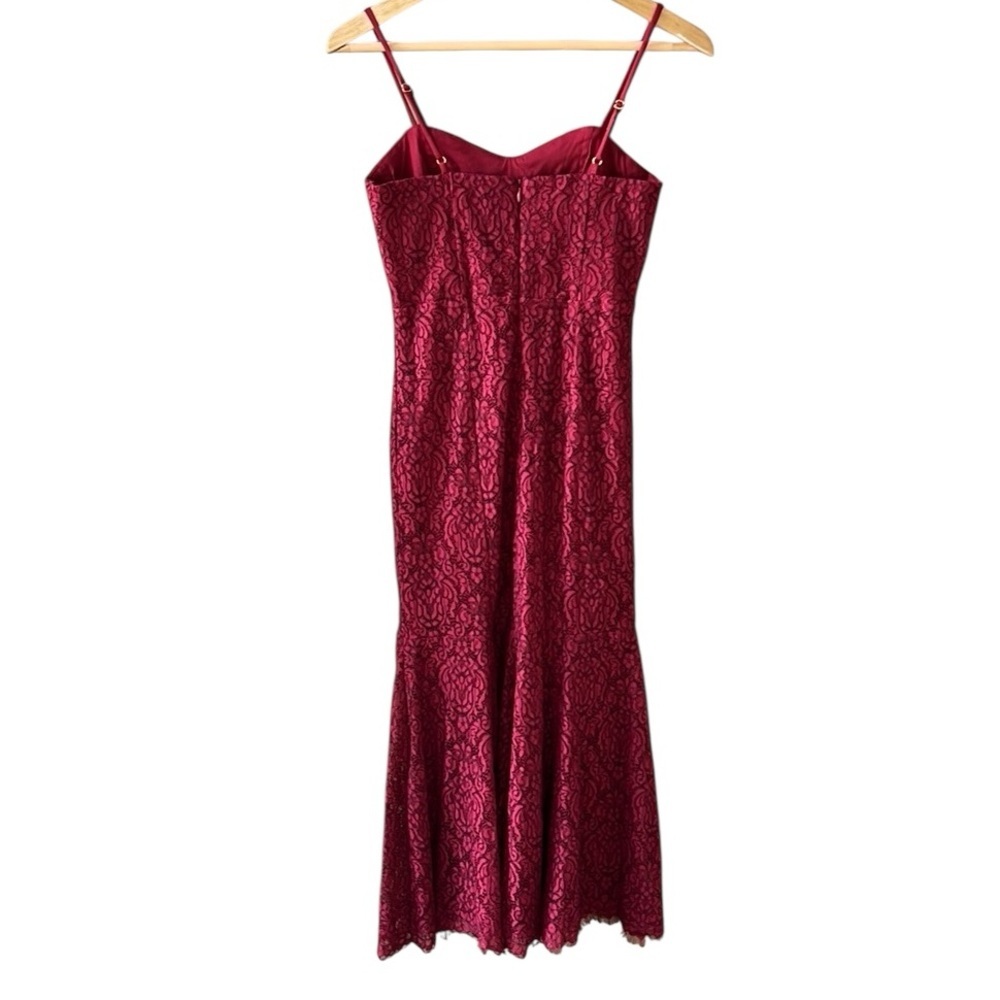 4SI3NNA Sz S Gypsy Rose Wine Red Lace Midi Dress - Picture 7 of 12